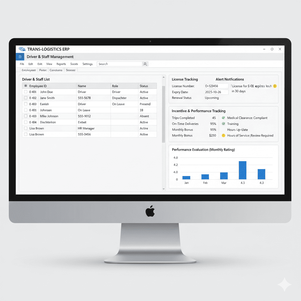 Driver management software for transport companies