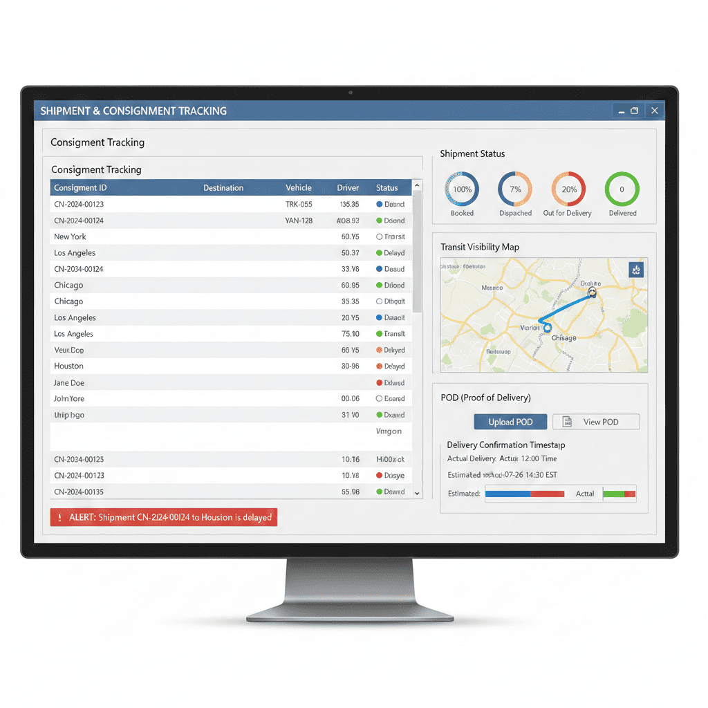 Shipment and consignment tracking software for logistics