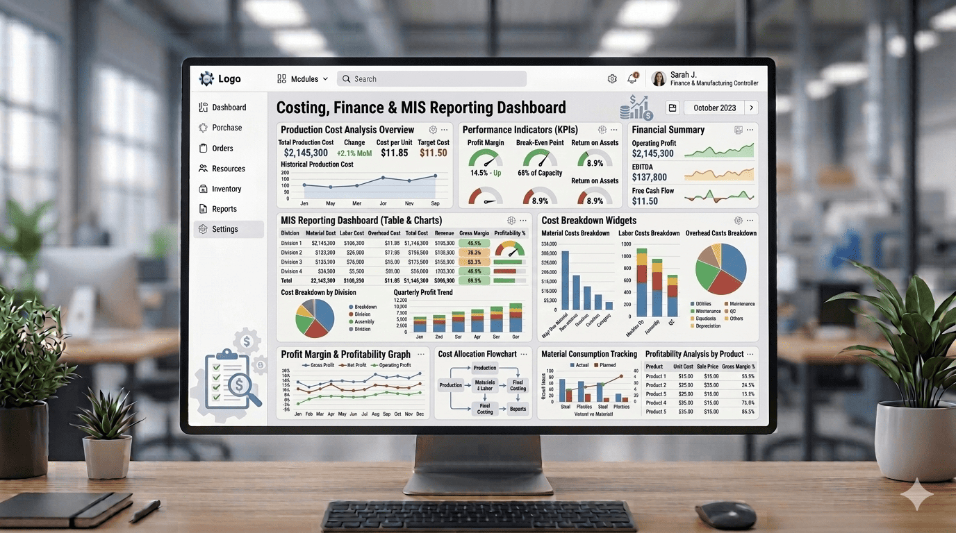 Manufacturing costing finance and MIS reporting software