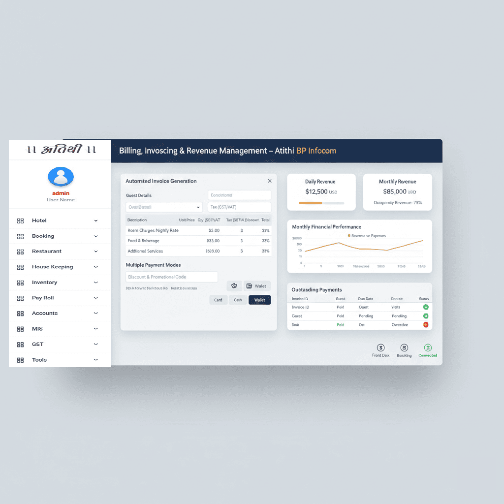 Hospitality billing and revenue management system