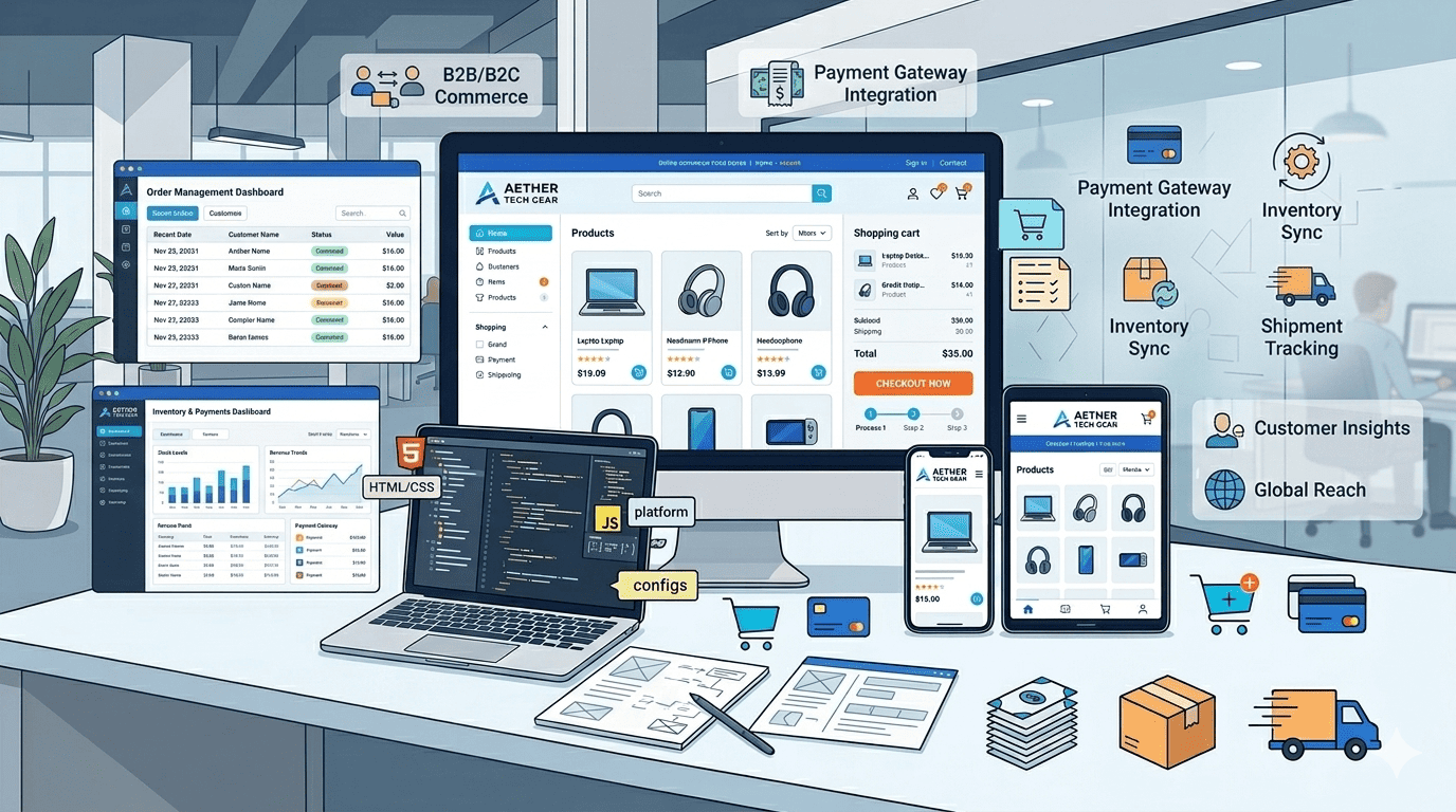 Custom e-commerce platform development for retail businesses