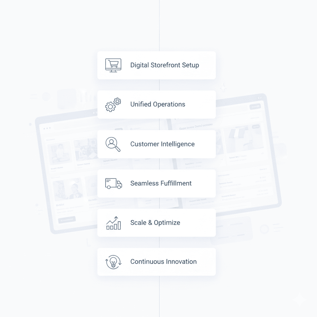 End-to-end workflow of retail management solution from order to delivery