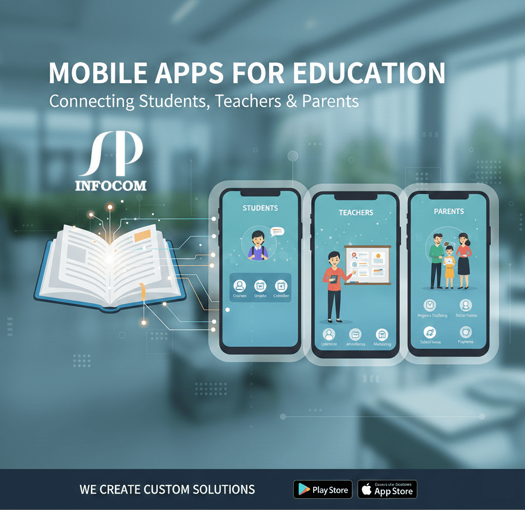 Mobile education apps for students, teachers, and parents communication