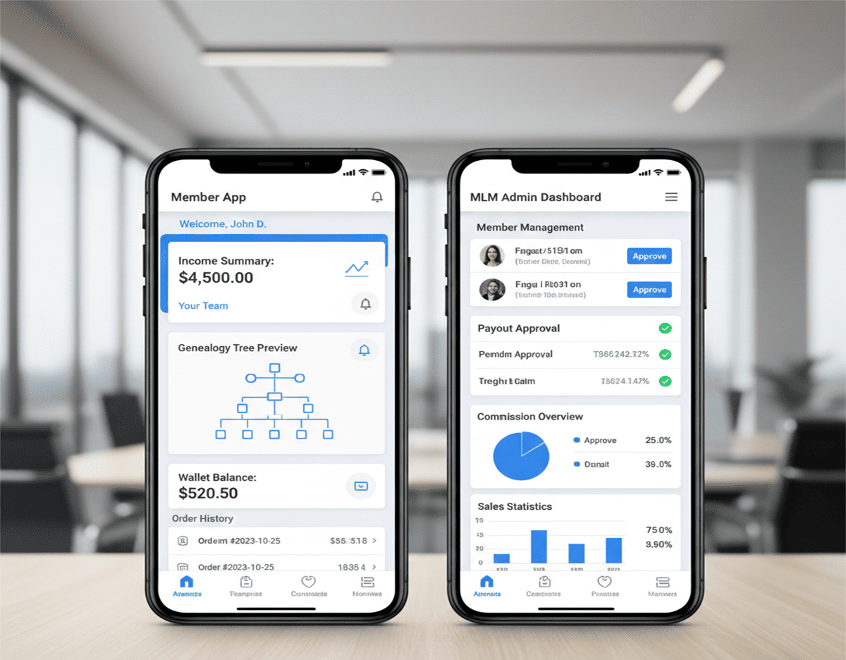 Mobile app for MLM members and admin to track income and genealogy