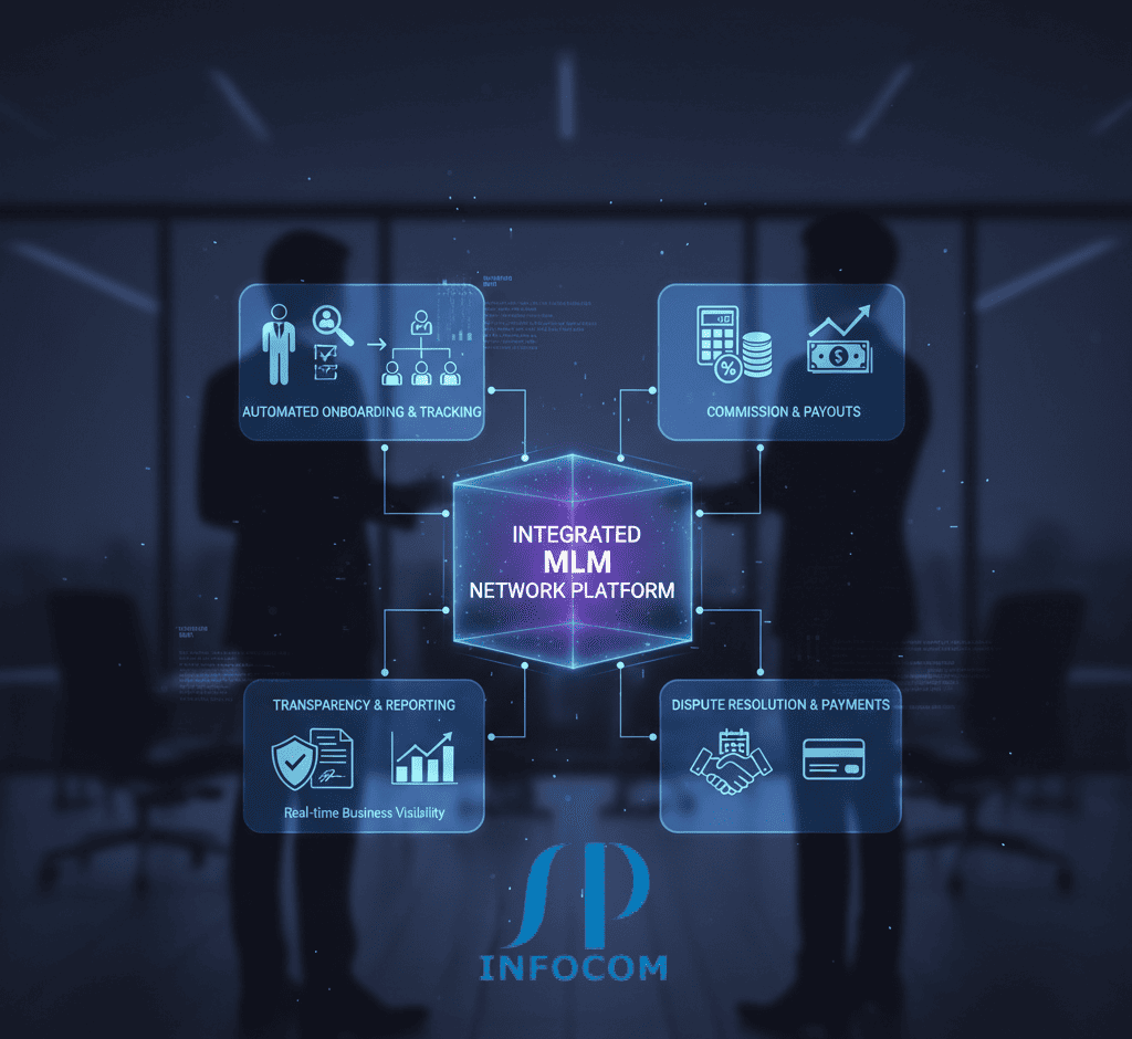 SP Infocom MLM network software solutions for commission management, genealogy, and business growth