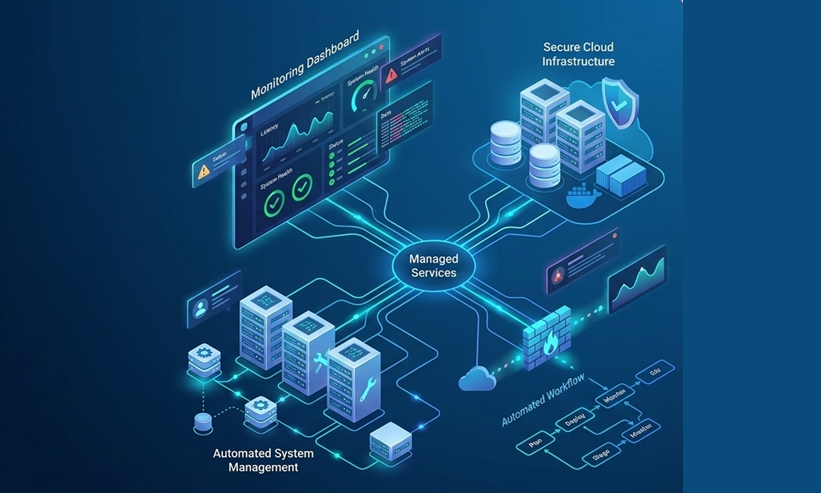 Managed IT services providing proactive monitoring, support, and infrastructure management